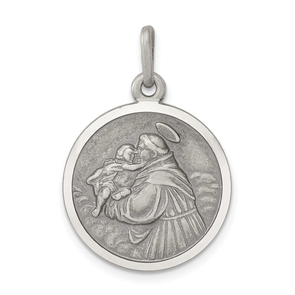 Sterling Silver Antiqued Saint Anthony Medal