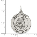 925 Sterling Silver Antiqued Saint Anthony Medal