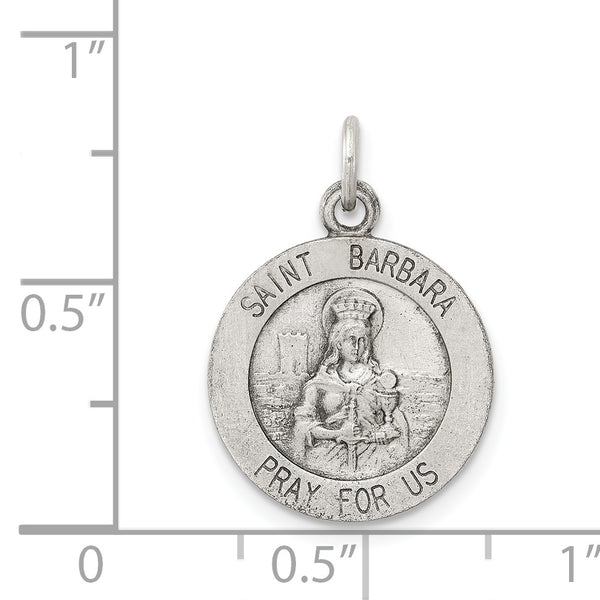 Saris and Things 925 Sterling Silver Antiqued Saint Barbara Medal