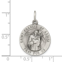 925 Sterling Silver Antiqued Saint Francis of Assisi Medal