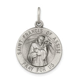 925 Sterling Silver Antiqued Saint Francis of Assisi Medal