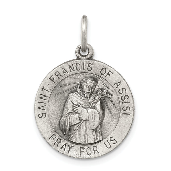 925 Sterling Silver Antiqued Saint Francis of Assisi Medal