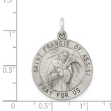 Saris and Things 925 Sterling Silver Antiqued Saint Francis of Assisi Medal
