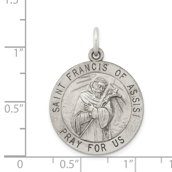 Saris and Things 925 Sterling Silver Antiqued Saint Francis of Assisi Medal