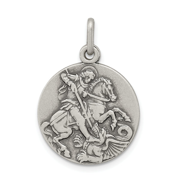 Sterling Silver Antiqued Saint George Medal