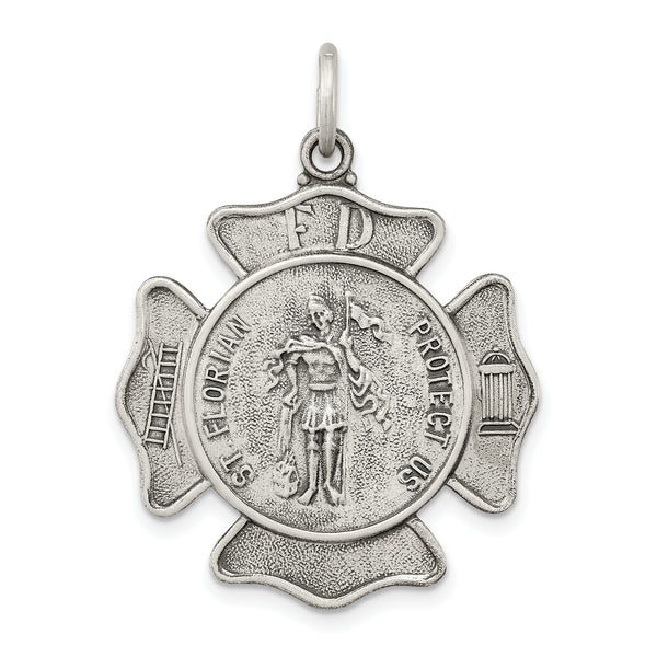 Saris and Things 925 Sterling Silver Saint Florian Badge Medal