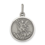 Saris and Things 925 Sterling Silver Antiqued Saint Michael Medal