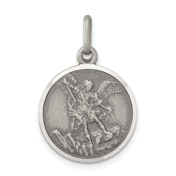 Saris and Things 925 Sterling Silver Antiqued Saint Michael Medal