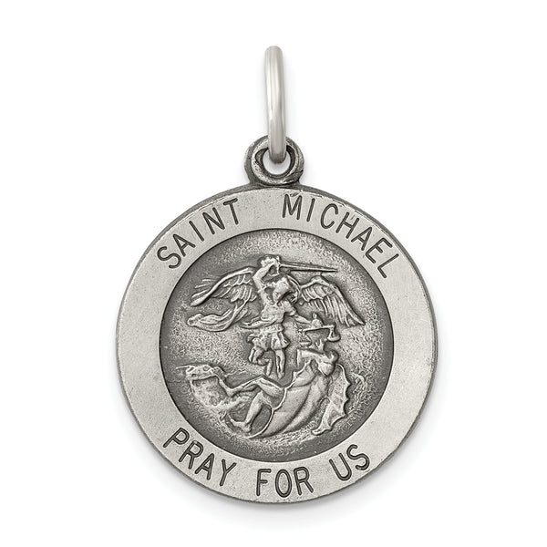 Saris and Things 925 Sterling Silver Antiqued Saint Michael Medal
