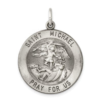 35 mm Sterling Silver Antiqued Saint Michael Medal