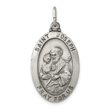 925 Sterling Silver Antiqued Saint Joseph Medal