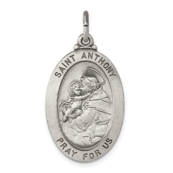Saris and Things 925 Sterling Silver Antiqued Saint Anthony Medal