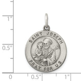 925 Sterling Silver Antiqued Saint Joseph Medal