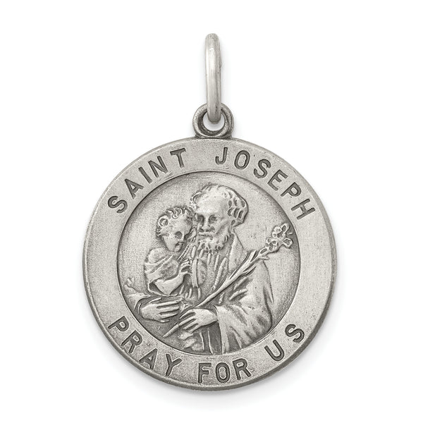 925 Sterling Silver Antiqued Saint Joseph Medal