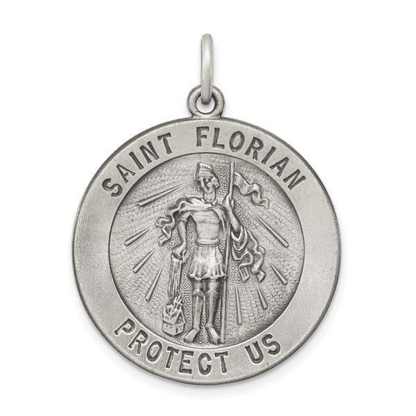 Saris and Things 925 Sterling Silver Antiqued Saint Florian Medal