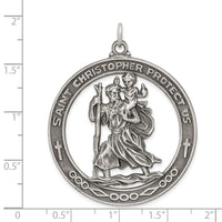 Saris and Things 925 Sterling Silver Antiqued Saint Christopher Medal