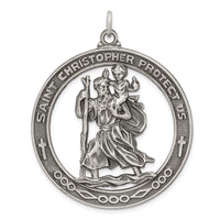 Saris and Things 925 Sterling Silver Antiqued Saint Christopher Medal