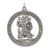 Saris and Things 925 Sterling Silver Antiqued Saint Christopher Medal