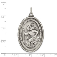 925 Sterling Silver Antiqued Saint Christopher Medal