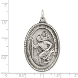 925 Sterling Silver Antiqued Saint Christopher Medal