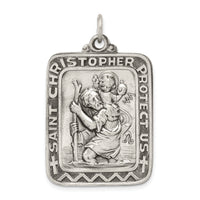 925 Sterling Silver Antiqued Saint Christopher Medal