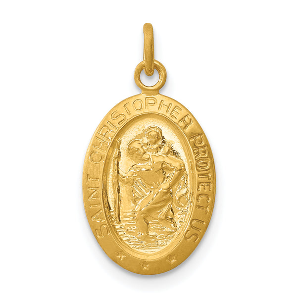 Saris and Things 925 Sterling Silver 24k Gold-plated Sterling Silver Saint Christopher Medal