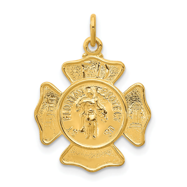 Saris and Things 925 Sterling Silver 24k Gold-plated Sterling Silver Saint Florian Fireman's Badge Medal