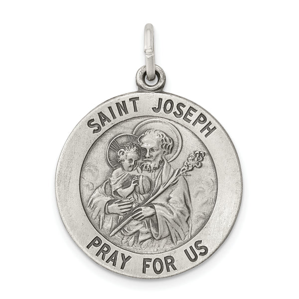 Saris and Things 925 Sterling Silver Antiqued Saint Joseph Medal
