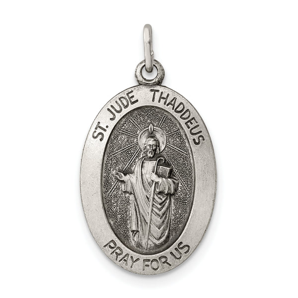 925 Sterling Silver Antiqued Saint Jude Thaddeus Medal