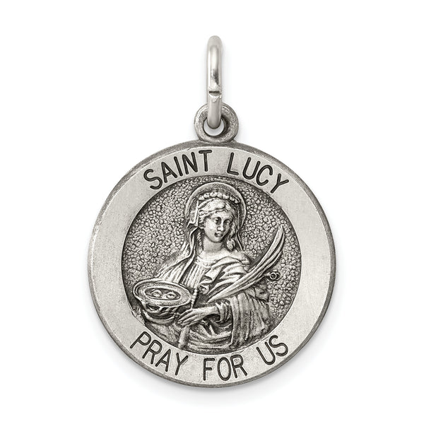 Saris and Things 925 Sterling Silver Antiqued Saint Lucy Medal