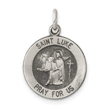 Saris and Things 925 Sterling Silver Antiqued Saint Luke Medal