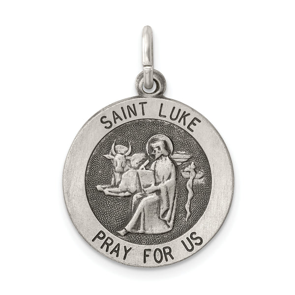 Saris and Things 925 Sterling Silver Antiqued Saint Luke Medal