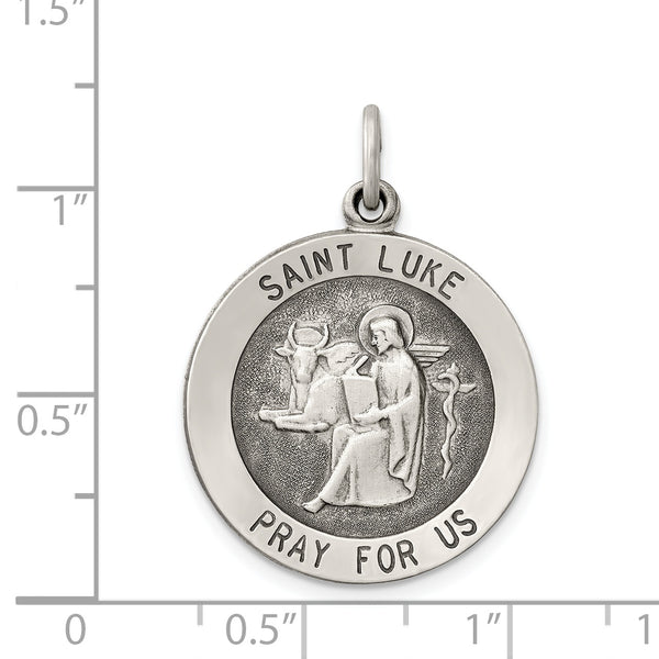 Saris and Things 925 Sterling Silver Antiqued Saint Luke Medal