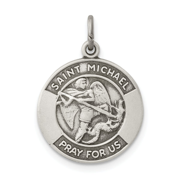 925 Sterling Silver Antiqued Saint Michael Medal
