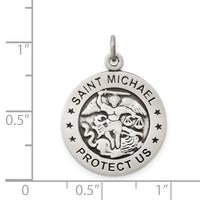925 Sterling Silver Antiqued Saint Michael Army Medal