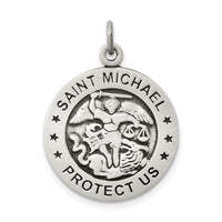 925 Sterling Silver Antiqued Saint Michael Army Medal