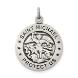 925 Sterling Silver Antiqued Saint Michael Army Medal