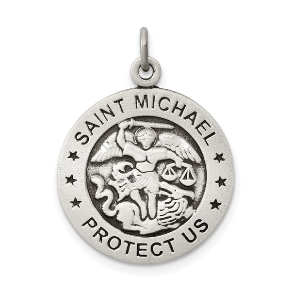 925 Sterling Silver Antiqued Saint Michael Army Medal
