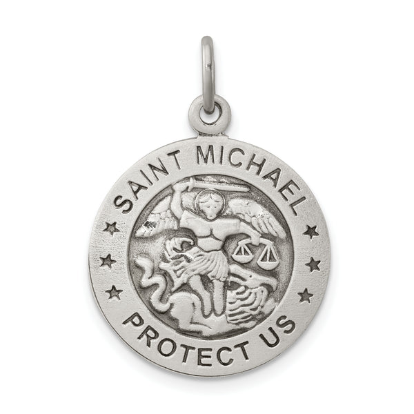 925 Sterling Silver Antiqued Saint Michael Air Force Medal