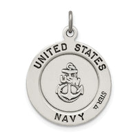 925 Sterling Silver Antiqued Saint Michael Navy Medal