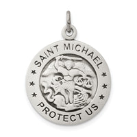925 Sterling Silver Antiqued Saint Michael Navy Medal