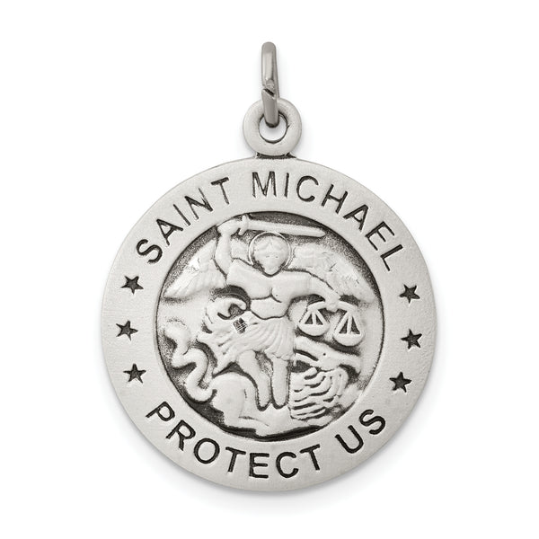 925 Sterling Silver Antiqued Saint Michael Navy Medal