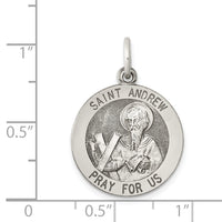 925 Sterling Silver Antiqued Saint Andrew Medal