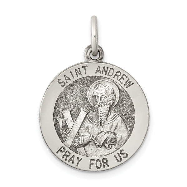 925 Sterling Silver Antiqued Saint Andrew Medal