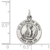 Saris and Things 925 Sterling Silver Antiqued Saint Elizabeth Seton Medal