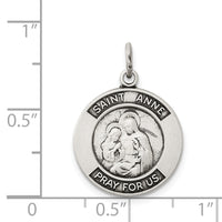 925 Sterling Silver Antiqued Saint Anne Medal