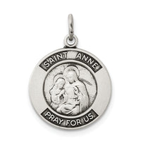 925 Sterling Silver Antiqued Saint Anne Medal