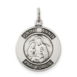 925 Sterling Silver Antiqued Saint Anne Medal