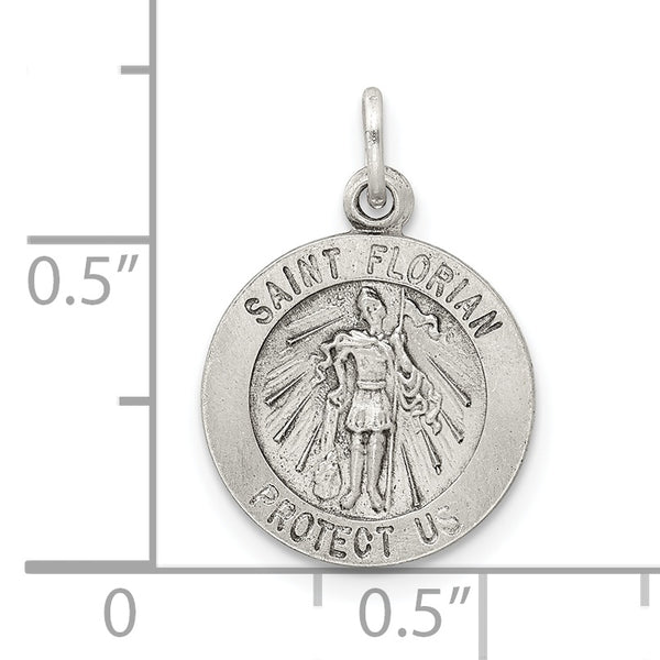Saris and Things 925 Sterling Silver Antiqued Saint Florian Medal