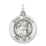 Saris and Things 925 Sterling Silver Antiqued Saint Francis Medal